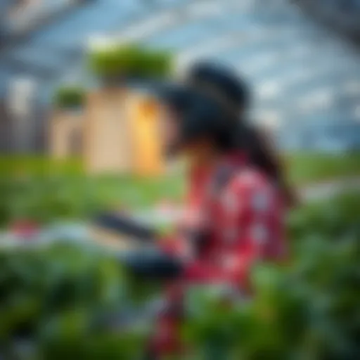 Futuristic automated farming setup with technology integration