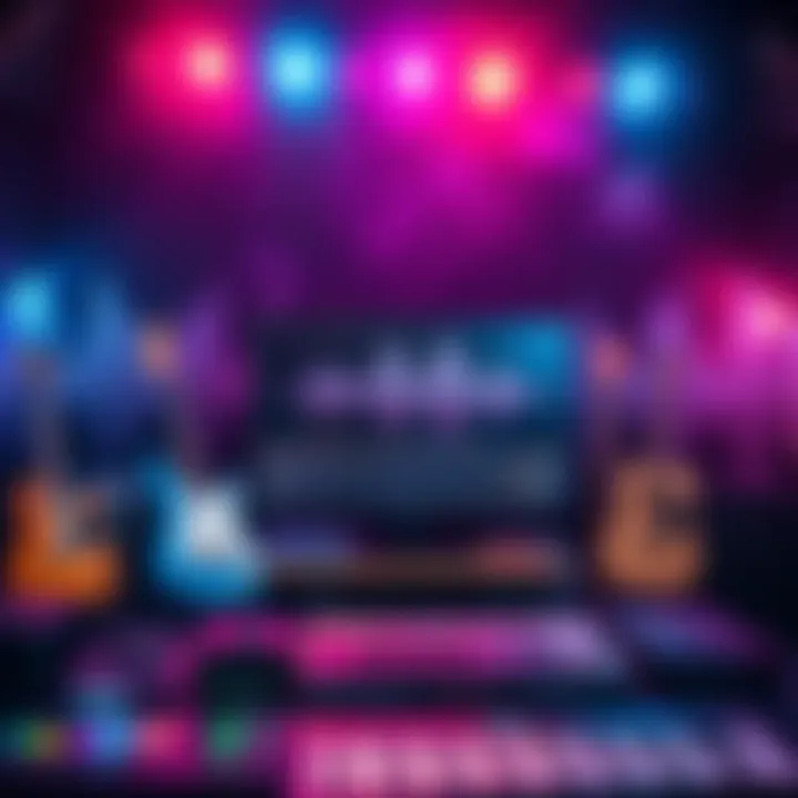 Diverse Genres Inspiring Beat Creation An array of musical genres represented through various instruments and sound waves