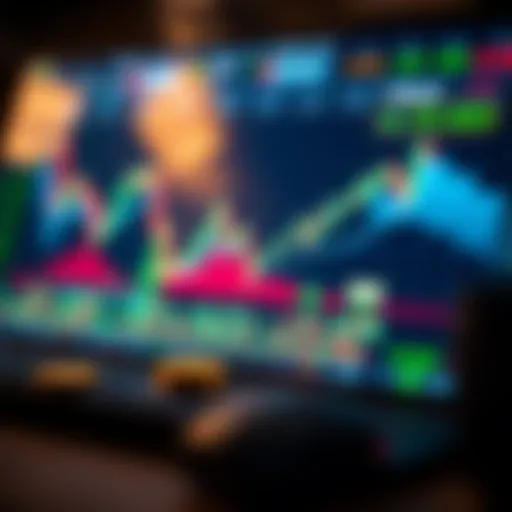 Illustration of a digital trading interface showcasing cryptocurrency charts