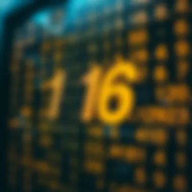 Illustration of blockchain technology utilizing hexadecimal values