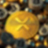 Visual representation of Ripple logo and cryptocurrency market trends