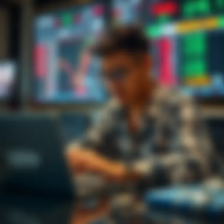 Analyzing Crypto Market Person analyzing crypto market on a laptop