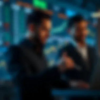 Investors Analyzing Data Investors analyzing data on a cryptocurrency exchange platform