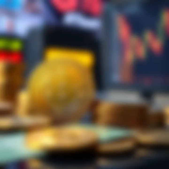 Depiction of cryptocurrency and its relation to currency exchange