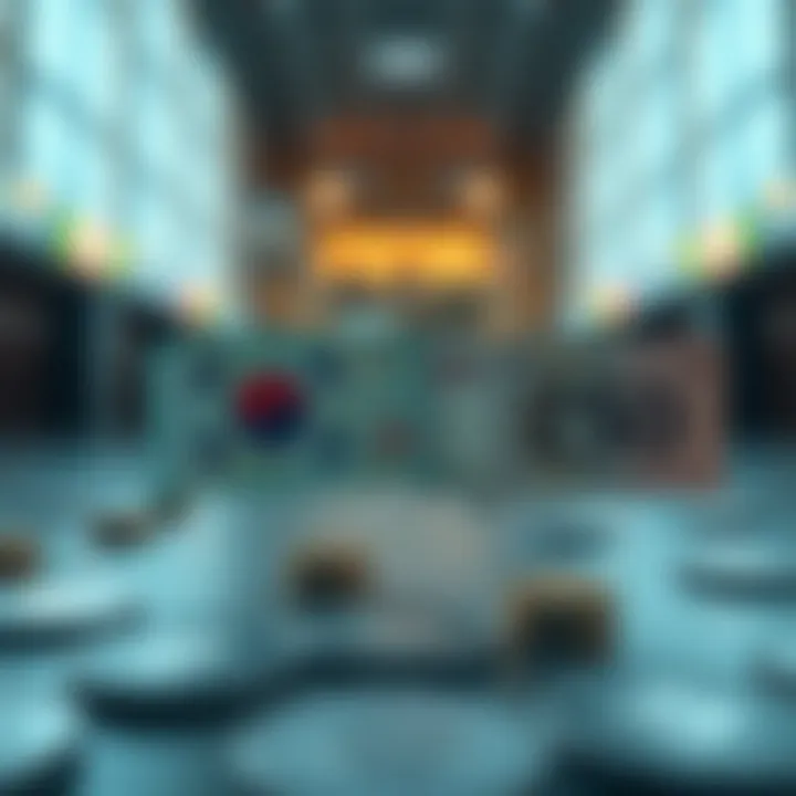 Currency Conversion Dynamics Symbolic representation of currency conversion between Korean Won and Mexican Peso.