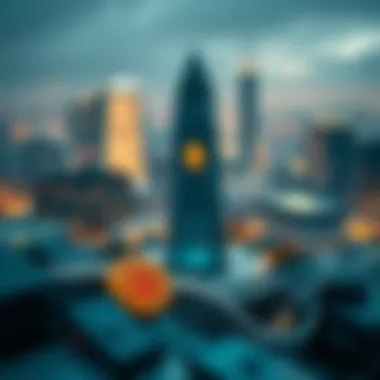 Conceptual illustration of decentralized finance with blockchain technology