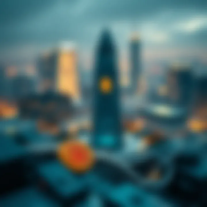 Conceptual illustration of decentralized finance with blockchain technology