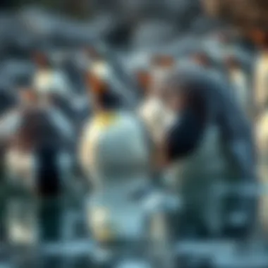 Feeding Behavior of Fuzzy Penguins Fuzzy penguins foraging in the water