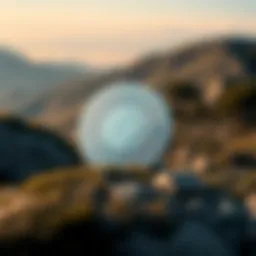 Conceptual illustration of IOTA coin in a digital landscape