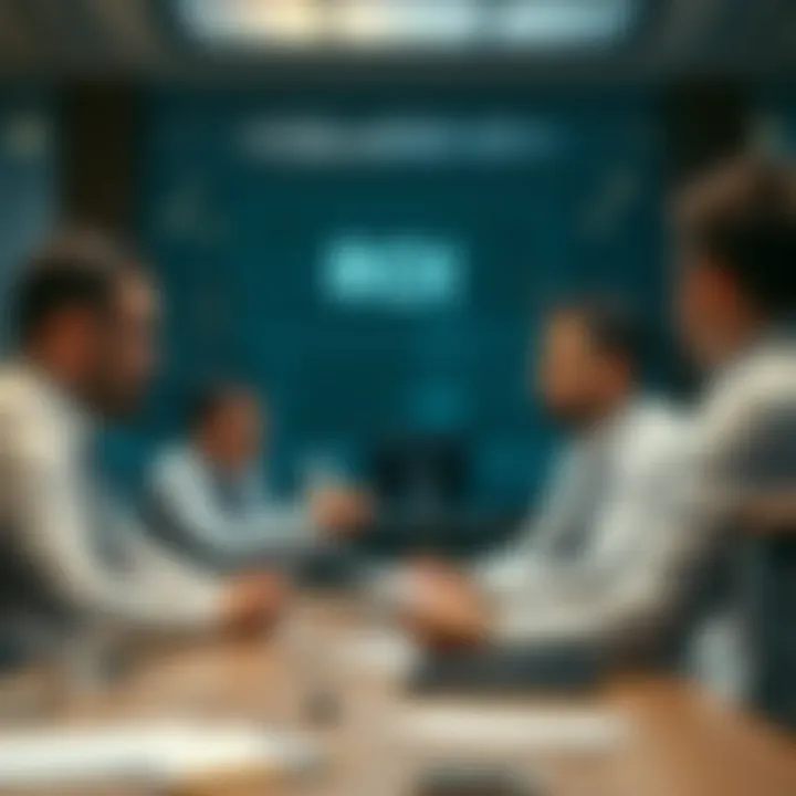 Business meeting discussing ROI strategy