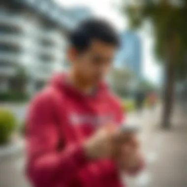 A user engaged in an outdoor workout using a mobile app