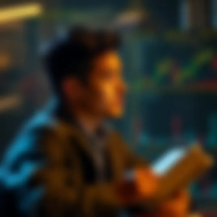A person reflecting on trading strategies with a journal